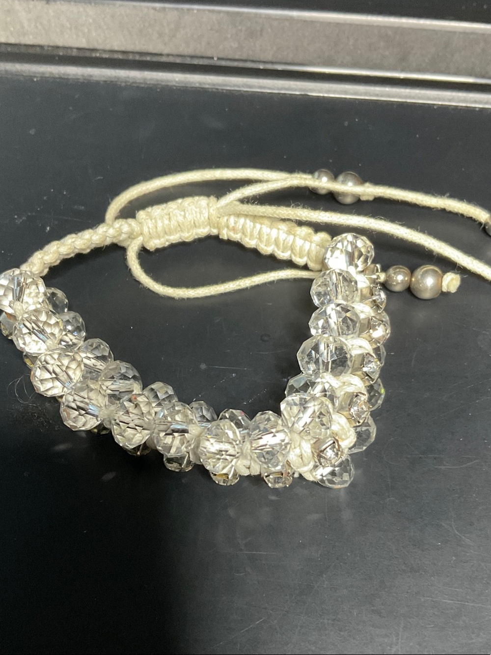 Crystal Bead Macrame Bracelet - Clear
